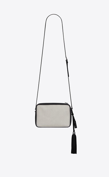 Lou camera bag in linen canvas and leather